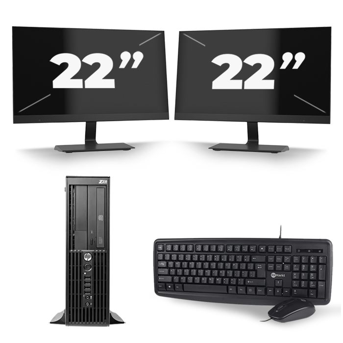 HP Z210 Workstation SFF - Intel Core i3-2e Generatie - 8GB RAM - 256GB SSD - Windows 10 + 2x 22 inch Monitor