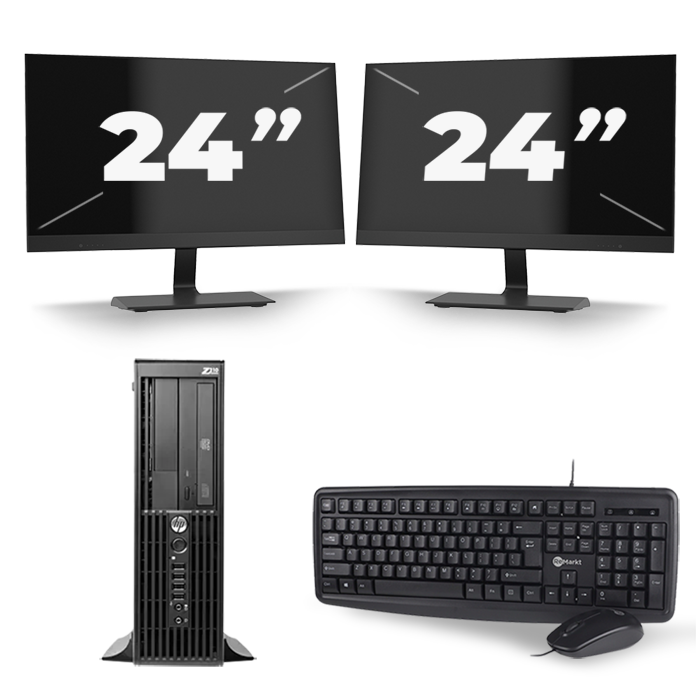 HP Z210 Workstation SFF - Intel Core i3-2e Generatie - 8GB RAM - 256GB SSD - Windows 10 + 2x 24 inch Monitor