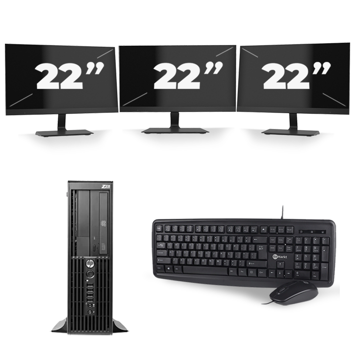 HP Z210 Workstation SFF - Intel Core i5-2e Generatie - 8GB RAM - 256GB SSD - Windows 10 + 3x 22 inch Monitor