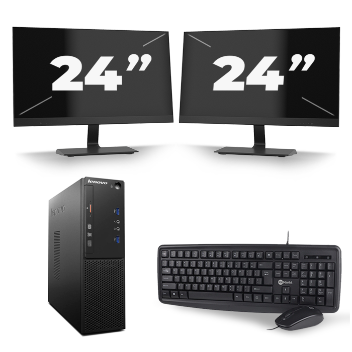 Lenovo S510 SFF - Intel Core i3-6e Generatie - 8GB RAM - 256GB SSD - Windows 11 + 2x 24 inch Monitor