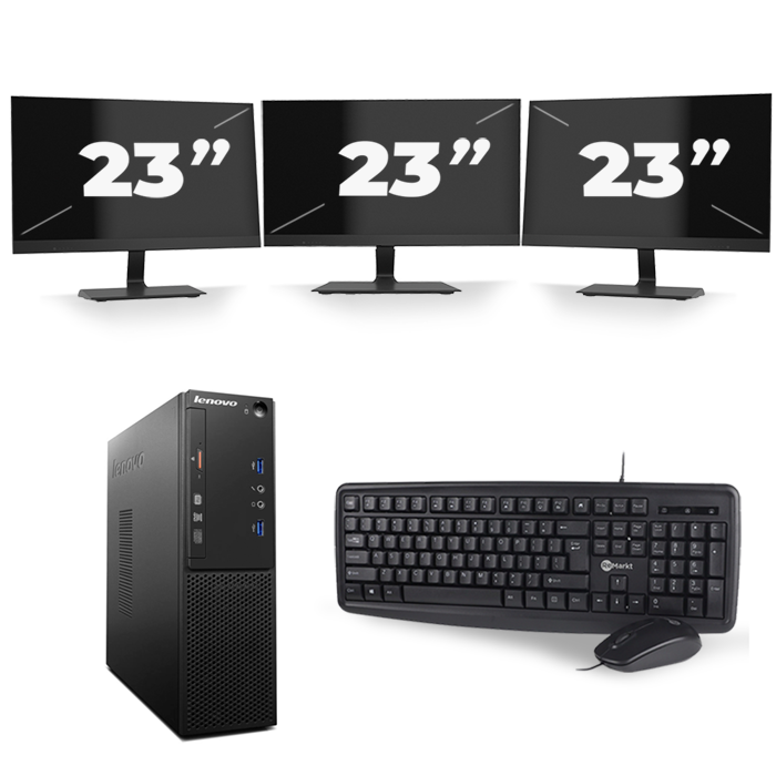 Lenovo S510 SFF - Intel Core i3-6e Generatie - 8GB RAM - 256GB SSD - Windows 11 + 3x 23 inch Monitor