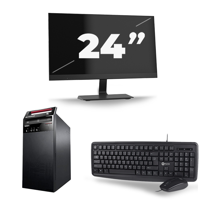 Lenovo ThinkCentre E73 Micro Tower - Intel Core i3-4e Generatie - 8GB RAM - 256GB SSD - Windows 10 + 1x 24 inch Monitor