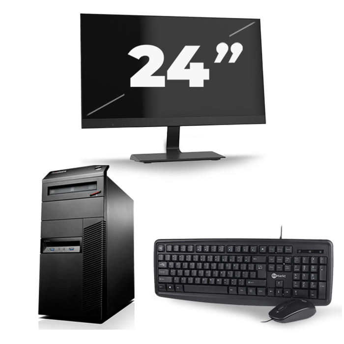 Lenovo ThinkCentre M83 Tower - Intel Core i3-4e Generatie - 8GB RAM - 256GB SSD - Windows 10 + 1x 24 inch Monitor