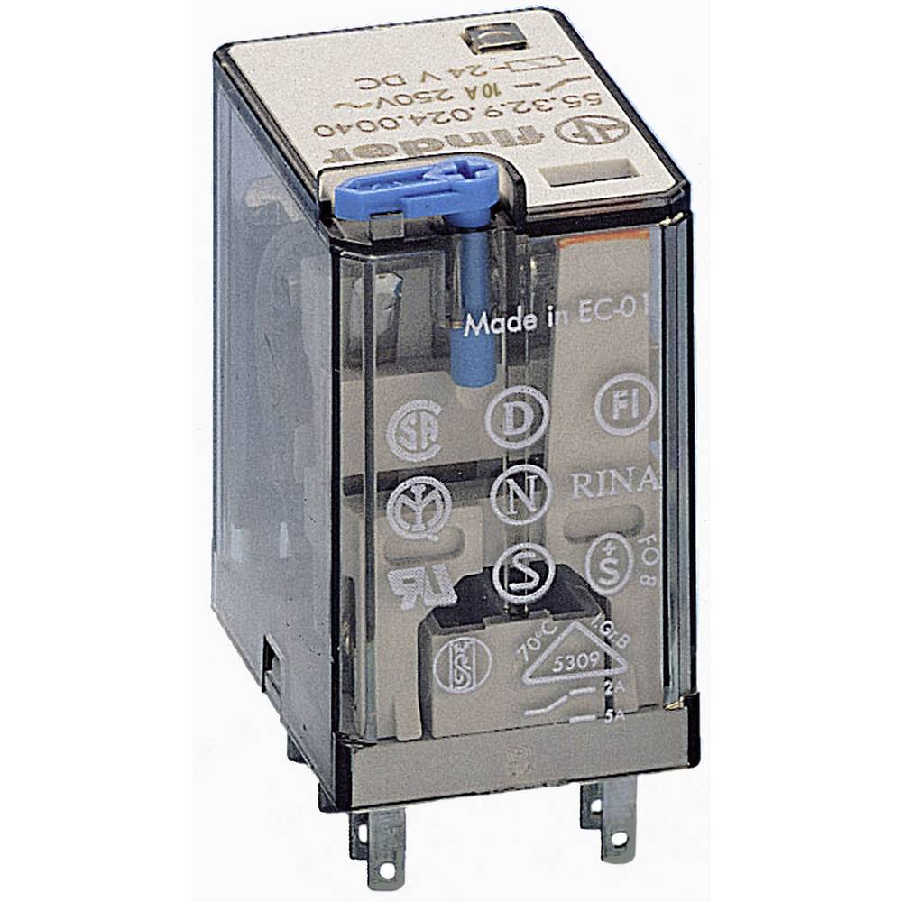 Finder 55.32.9.024.0090 Steekrelais 24 V/DC 10 A 2x wisselcontact 10 stuk(s) Tray