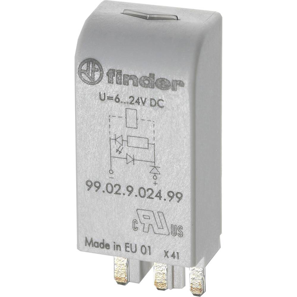 Finder Steekmodule Met LED 99.02.0.024.59 Geschikt voor model:  96.04,  96.02 Bulk 10 stuk(s)