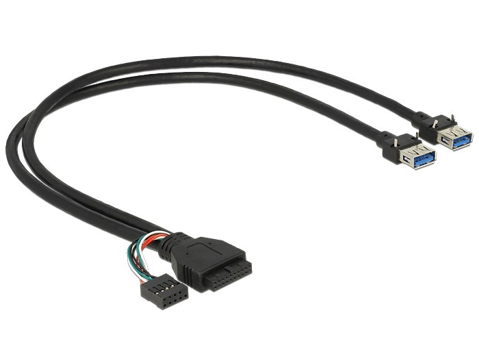 DeLOCK Pin Header kabel USB2.0/3.0 (v) - 2x USB-A (v) - 0,45 meter