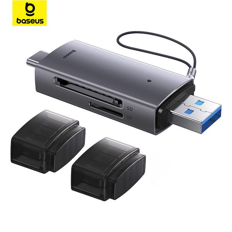 Baseus Kaartlezer USB C & USB3.0 naar SD Micro SD TF Geheugenkaart Apparaat 104 MB/s 2 TB Smart kaartlezer voor Laptop Accessoires USB-A & Type-C  to SD/TF