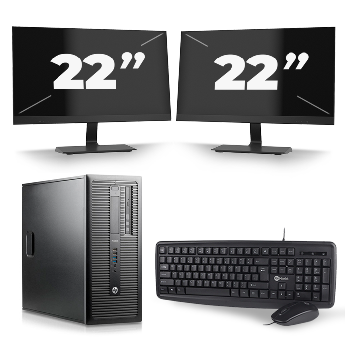 HP ProDesk 600 G1 Tower - Intel Core i7-4e Generatie - 16GB RAM - 256GB SSD - Windows 10 + 2x 22 inch Monitor