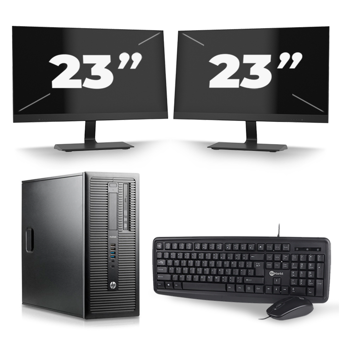 HP ProDesk 600 G1 Tower - Intel Core i7-4e Generatie - 16GB RAM - 256GB SSD - Windows 10 + 2x 23 inch Monitor