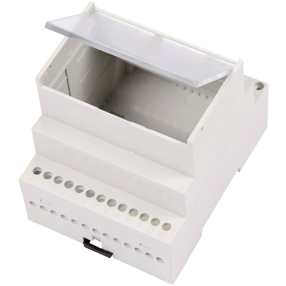 Weltron MR4/A FA TR RAL7035 ABS DIN-rail-behuizing Met transparante klapdeksel 70 x 90 x 68 ABS Grijs-wit (RAL 7035) 1 stuk(s)