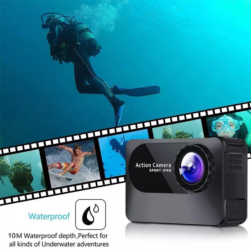 Zhishangyoupin 4K Ultra HD WiFi Actiecamera 2.0 Inch Scherm 10M 170D Onderwaterlichaam Waterdichte Camera Helm Video-opname Sportcamera With 32G Card zwart