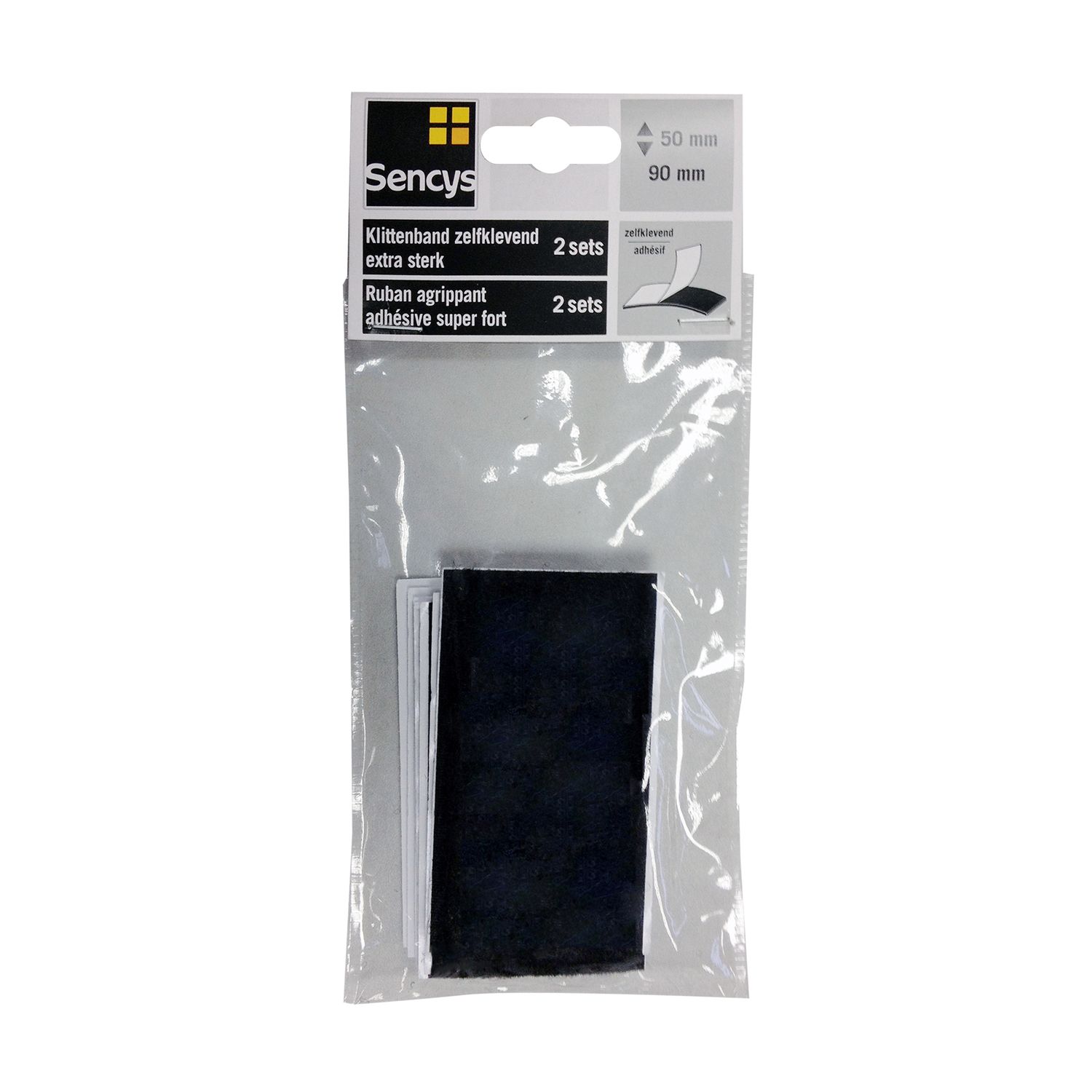 Sencys Klittenband Zelfklevend Zwart 9x5cm 2st.