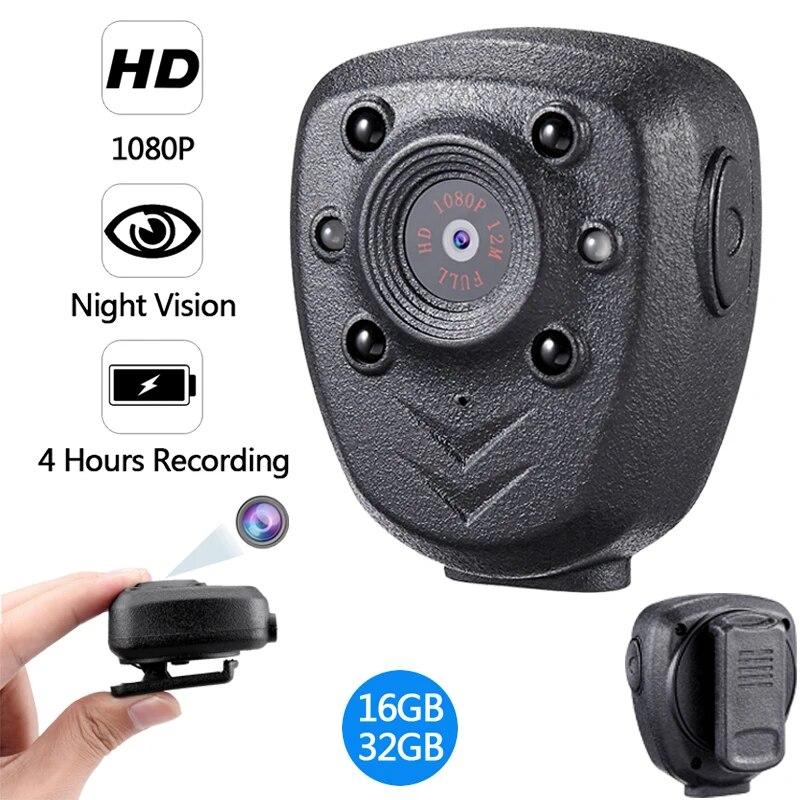Zhishangyoupin Op het lichaam gedragen recorder, draagbare sport-DVR, high-definition camera, nachtzichtbeveiligingswetcamera Built In 32G Memory zwart