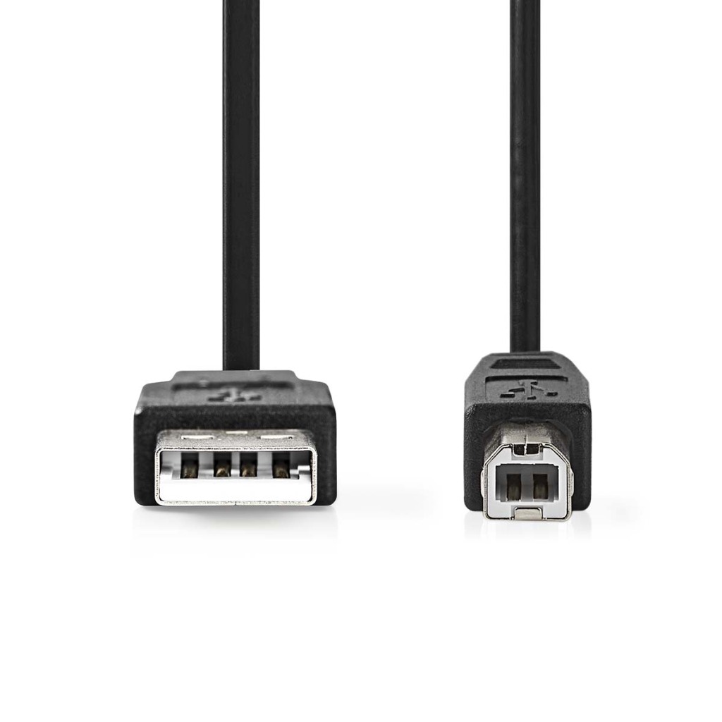 Nedis CCGB60100BK10 Usb-kabel Usb 2.0 Usb-a Male Usb-b Male 480 Mbps Vernikkeld 1.00 M Rond Pvc Zwart Envelop