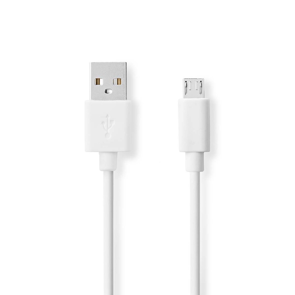 Nedis CCGB60500WT10 Usb-kabel Usb 2.0 Usb-a Male Usb Micro-b Male 480 Mbps Vernikkeld 1.00 M Rond Pvc Wit Doos