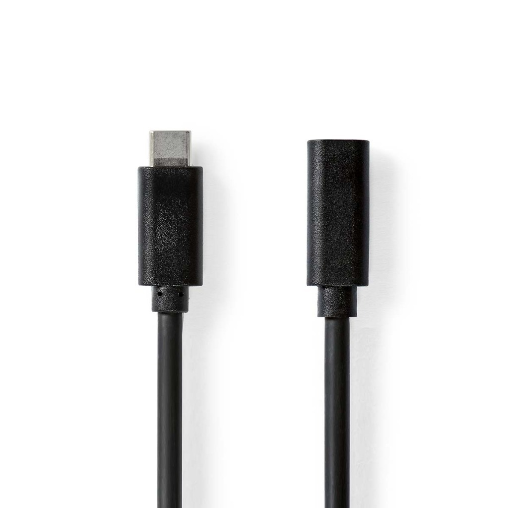 Nedis CCGB64010BK20 Usb-kabel Usb 3.2 Gen 1 Usb-c™ Male Usb-c™ Female 4k@60hz 5 Gbps Vernikkeld 2.00 M Rond Pvc Zwart Doos