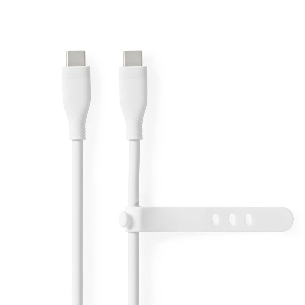Nedis CCGB60820WT15 Usb-kabel Usb 2.0 Usb-c™ Male Usb-c™ Male 60 W 480 Mbps Vernikkeld 1.50 M Rond Silicone Wit Doos