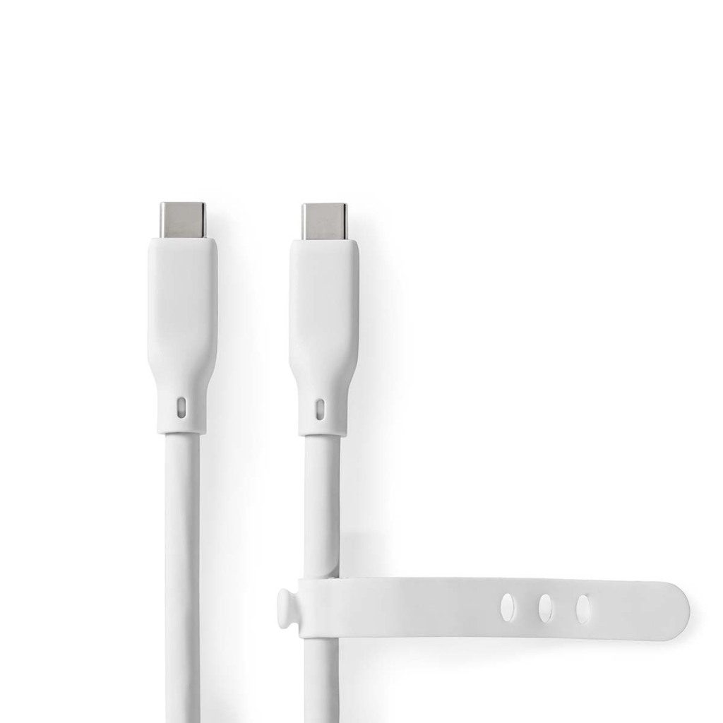 Nedis CCGB64800WT15 Usb-kabel Usb 3.2 Gen 1 Usb-c™ Male Usb-c™ Male 60 W 4k@60hz 5 Gbps Vernikkeld 1.50 M Rond Silicone Wit Doos
