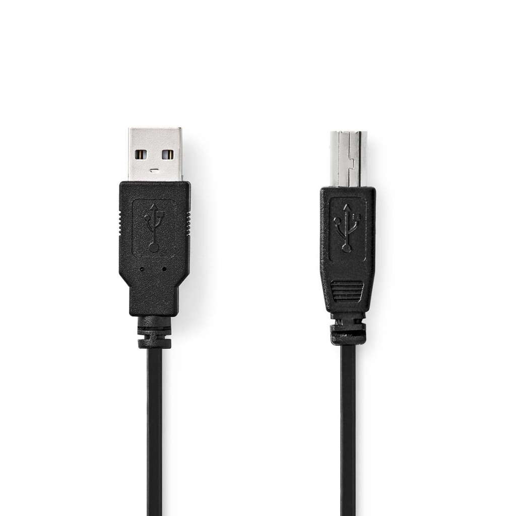 Nedis CCGL60100BK05 Usb-kabel Usb 2.0 Usb-a Male Usb-b Male 10 W 480 Mbps Vernikkeld 0.50 M Rond Pvc Zwart Label