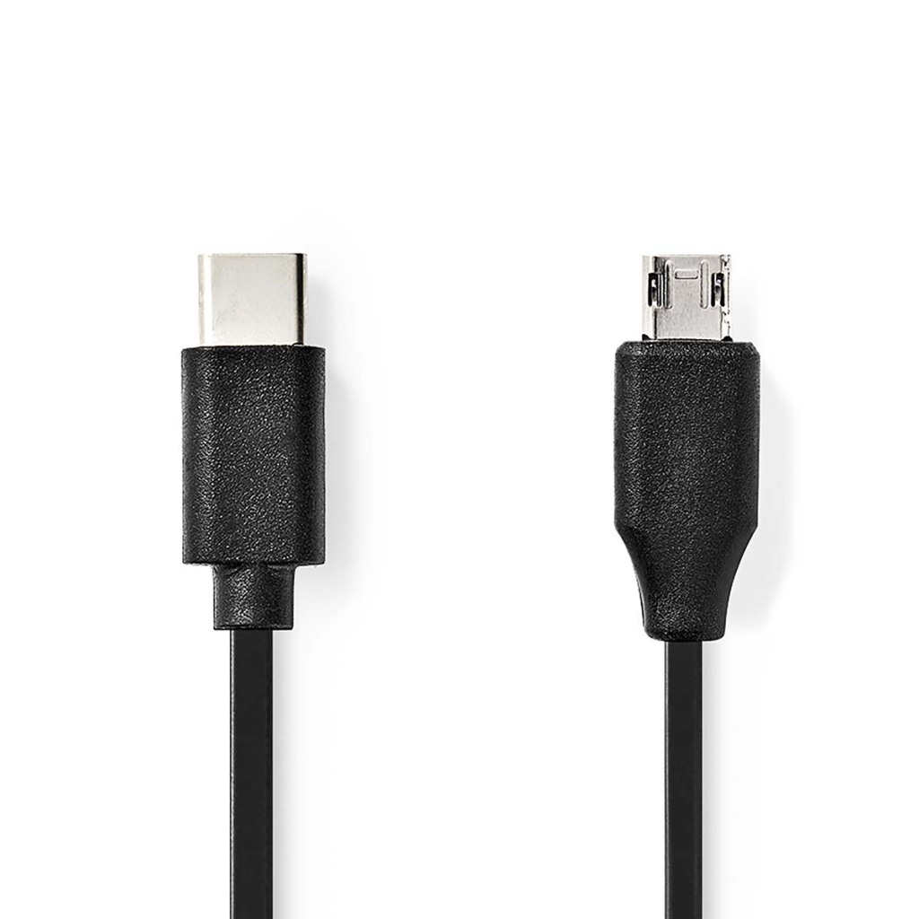 Nedis CCGL60750BK10 Usb-kabel Usb 2.0 Usb-c™ Male Usb Micro-b Male 60 W 480 Mbps Vernikkeld 1.00 M Rond Pvc Zwart Label