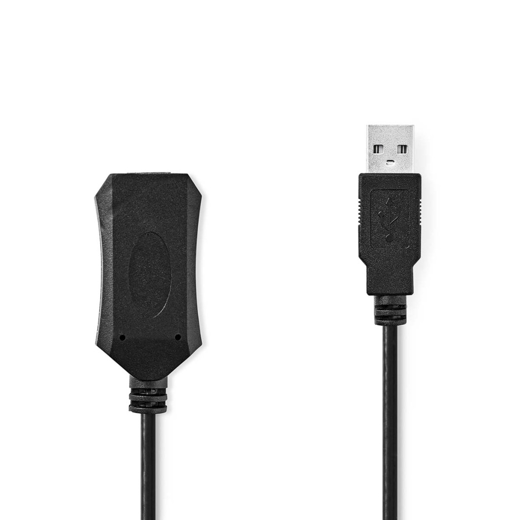 Nedis CCGL60EXTBK50 Actieve Usb-kabel Usb 2.0 Usb-a Male Usb-a Female 480 Mbps 5.00 M Rond Vernikkeld Pvc Koper Label