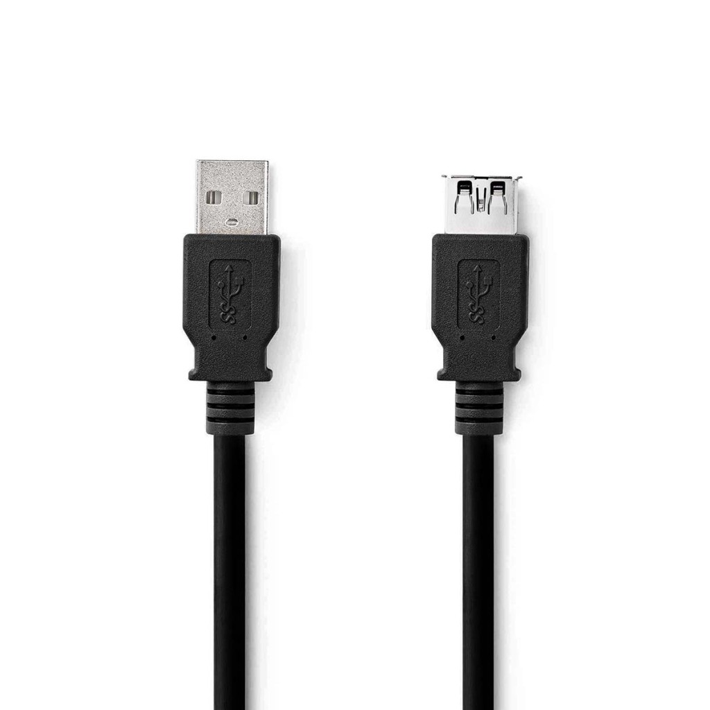 Nedis CCGL61010BK10 Usb-kabel Usb 3.2 Gen 1 Usb-a Male Usb-a Female 5 Gbps Vernikkeld 1.00 M Rond Pvc Zwart Label