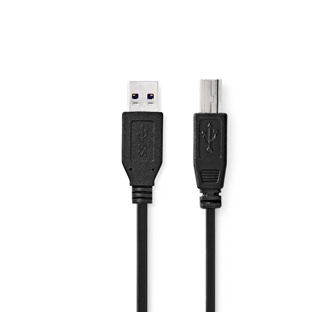 Nedis CCGL61100BK20 Usb-kabel Usb 3.2 Gen 1 Usb-a Male Usb-b Male 5 Gbps Vernikkeld 2.00 M Rond Pvc Zwart Label