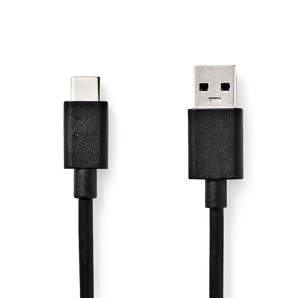 Nedis CCGL61600BK10 Usb-kabel Usb 3.2 Gen 1 Usb-a Male Usb-c™ Male 15 W 5 Gbps Vernikkeld 1.00 M Rond Pvc Zwart Label