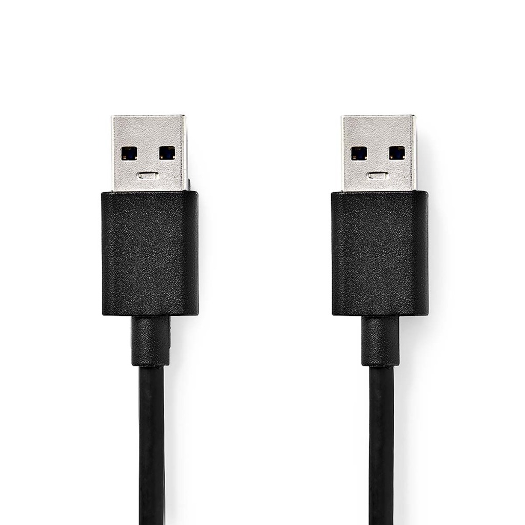 Nedis CCGB61000BK20 Usb-kabel Usb 3.2 Gen 1 Usb-a Male Usb-a Male 5 Gbps Vernikkeld 2.00 M Rond Pvc Zwart Doos