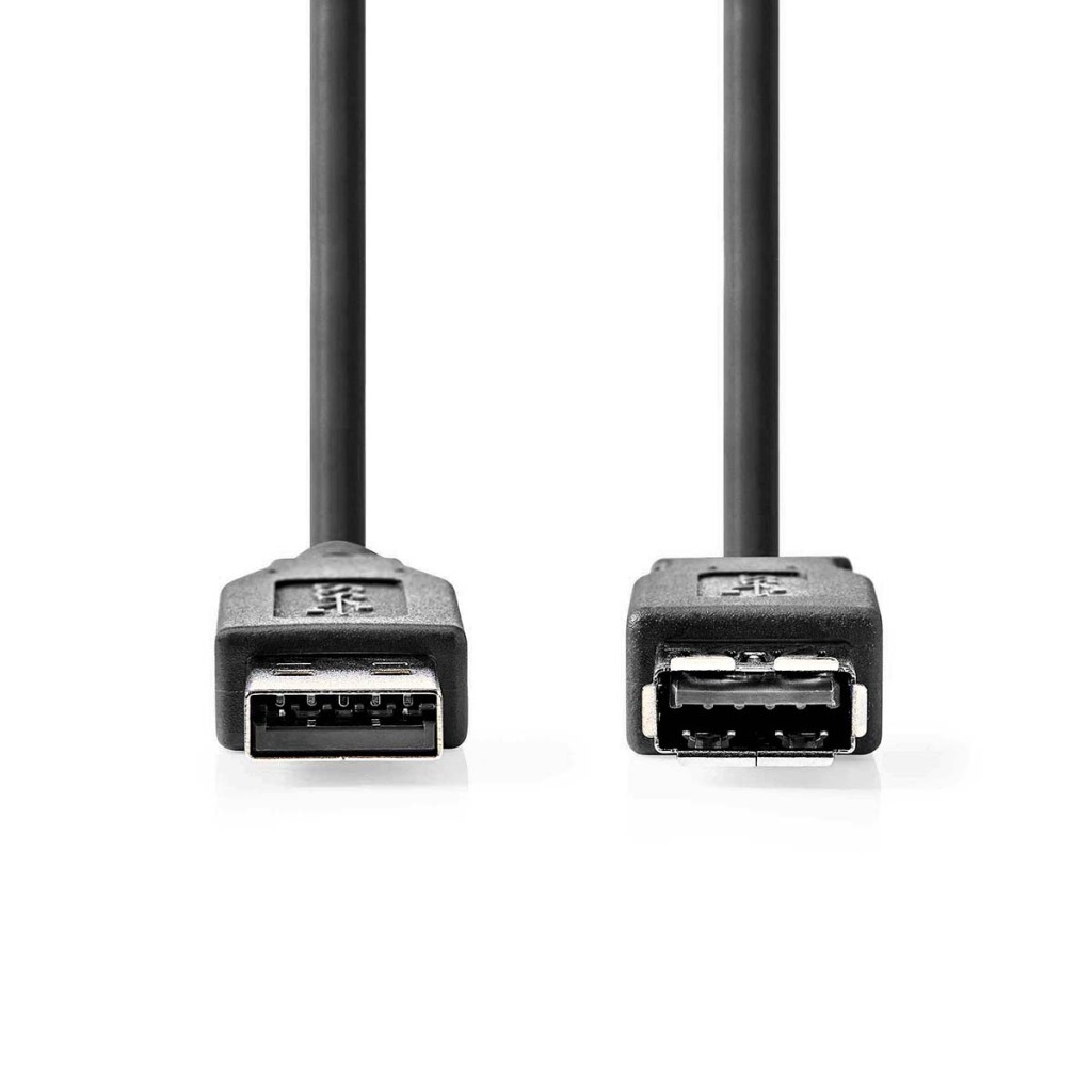 Nedis CCGL61010BK20 Usb-kabel Usb 3.2 Gen 1 Usb-a Male Usb-a Female 5 Gbps Vernikkeld 2.00 M Rond Pvc Zwart Label