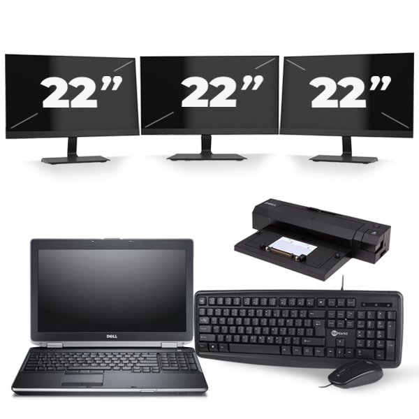 Dell Latitude E6530 - Intel Core i3-3e Generatie - 15 inch - 8GB RAM - 256GB SSD - Windows 10 + 3x 22 inch Monitor