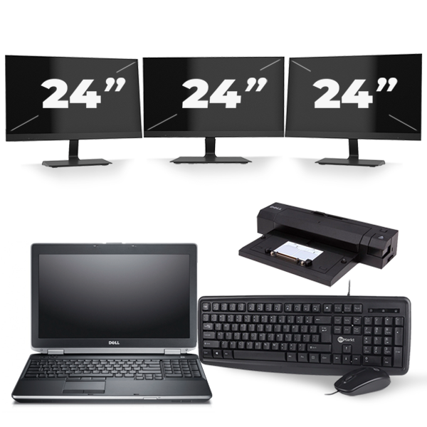 Dell Latitude E6530 - Intel Core i3-3e Generatie - 15 inch - 8GB RAM - 256GB SSD - Windows 10 + 3x 24 inch Monitor