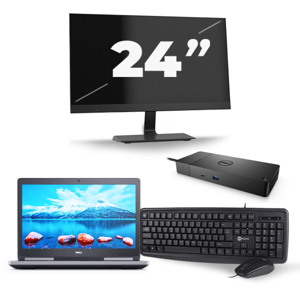 Dell Precision 7520 - Intel Core i7-7e Generatie - 15 inch - 16GB RAM - 256GB SSD - Windows 11 + 1x 24 inch Monitor