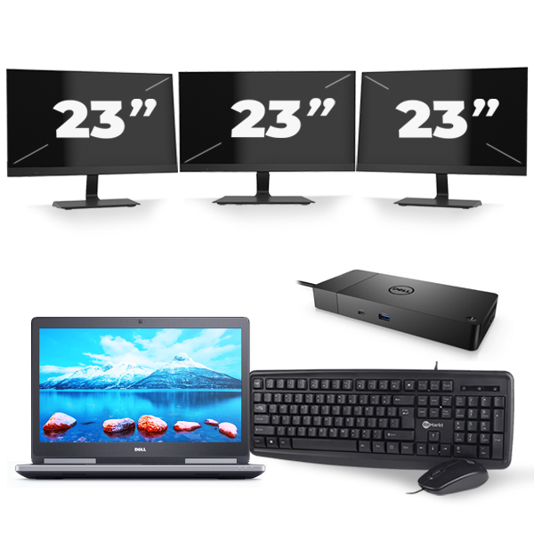 Dell Precision 7520 - Intel Core i7-7e Generatie - 15 inch - 16GB RAM - 256GB SSD - Windows 11 + 3x 23 inch Monitor