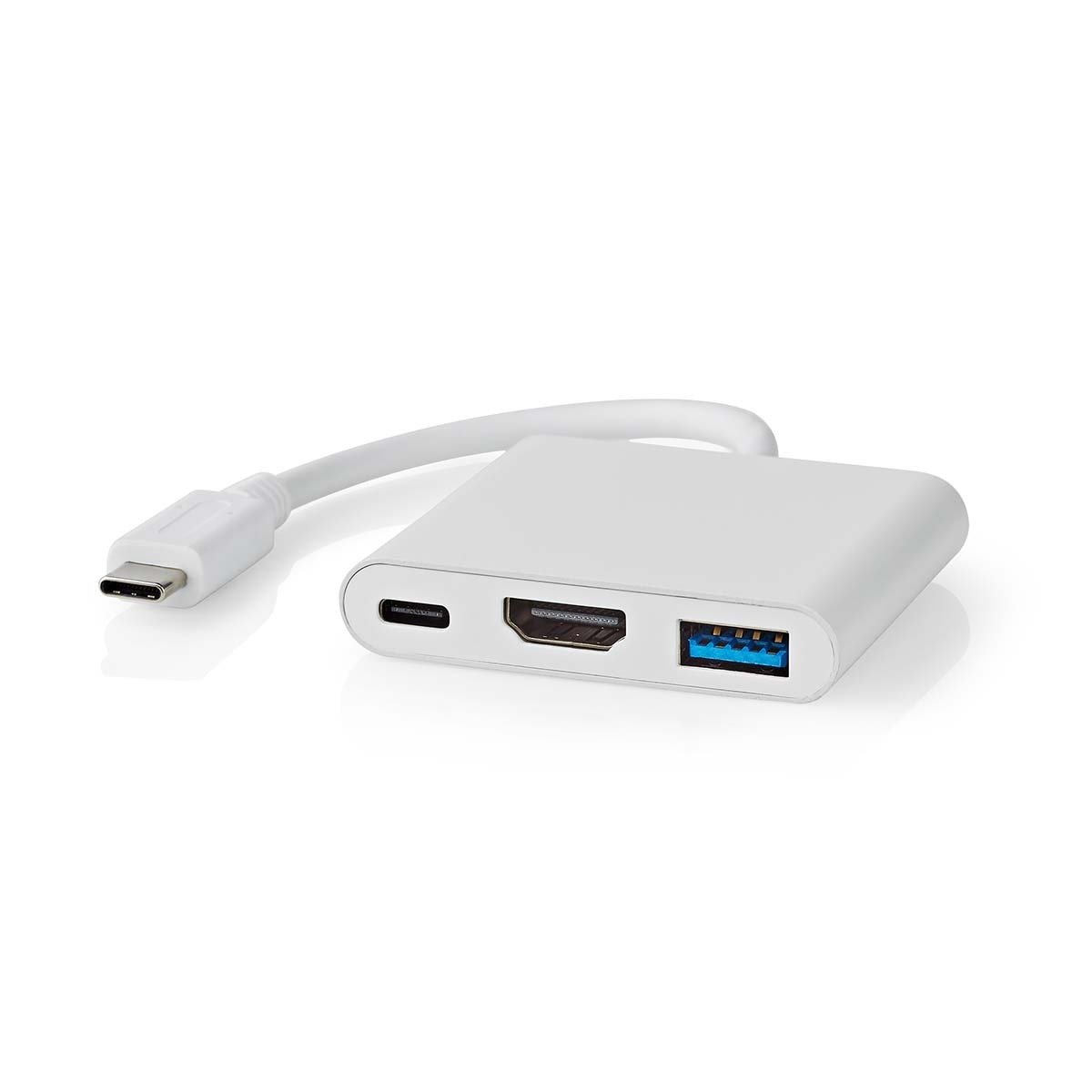 Nedis USB-C naar HDMI 4K 30Hz, USB-A en USB-C adapter / wit - 0,10 meter