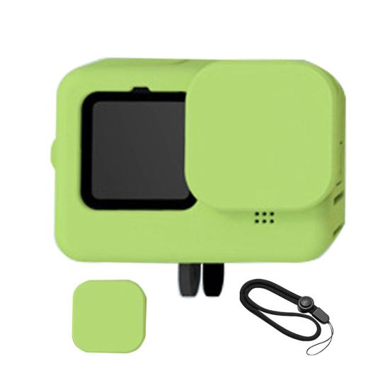Yixiubaoo Cameratas Nauwkeurige positionering van het gat Strakke pasvorm Eenvoudige installatie Slijtvast Vuilafstotend met draagkoord Anti-verloren camerahoes voor GoPro9/Hero10/9 groen