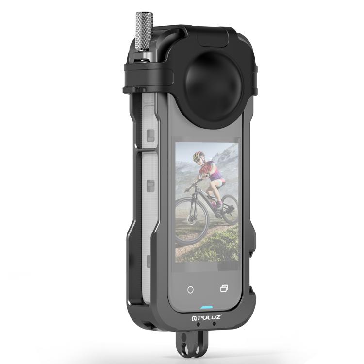 Sunsky-Spare Parts Voor Insta360 X4 PULUZ Metalen Beschermende Kooi Rig Behuizing Frame met Lenskap zwart
