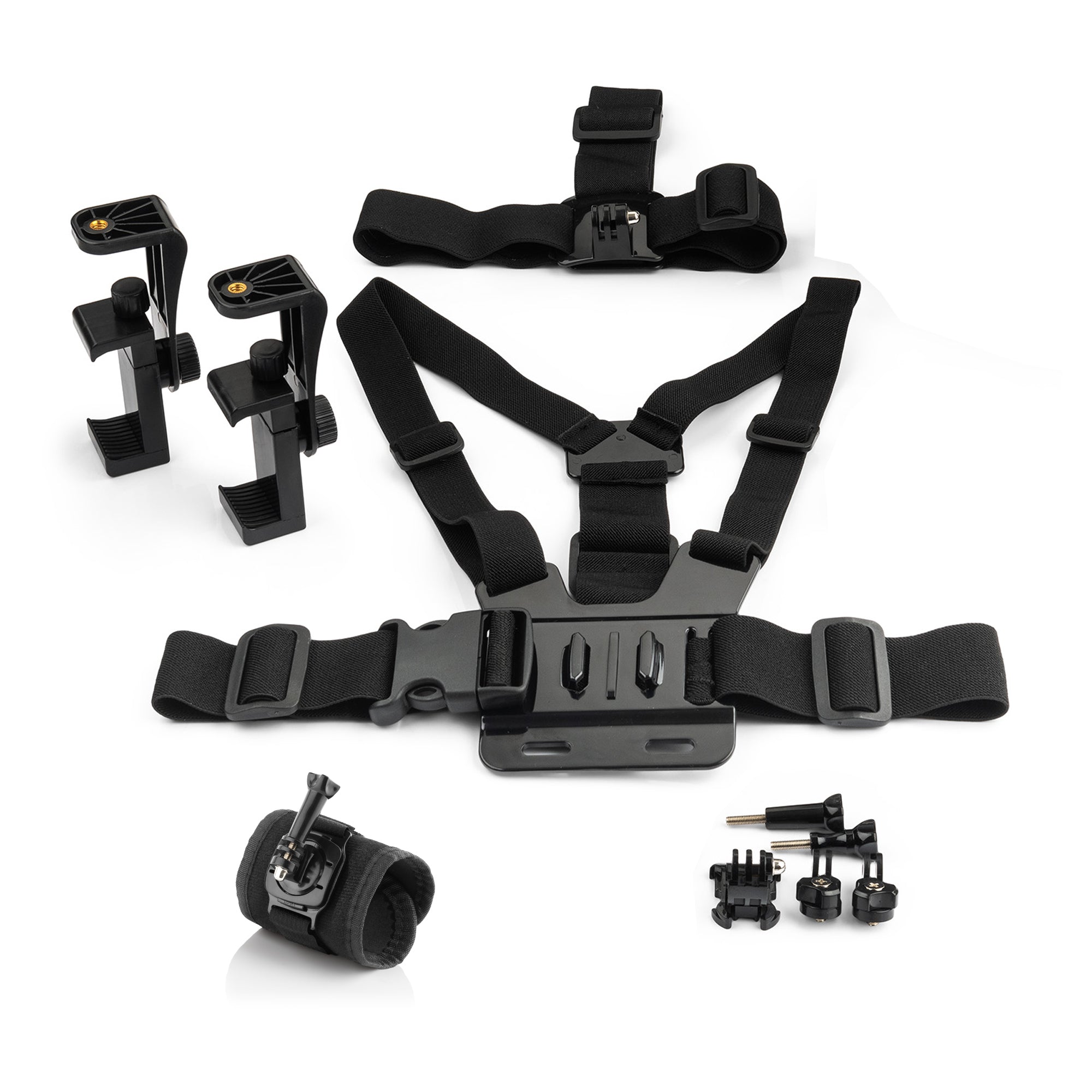 MOJOGEAR A03 Hoofd-, Borst- & Polsband Kit - voor GoPro & smartphone