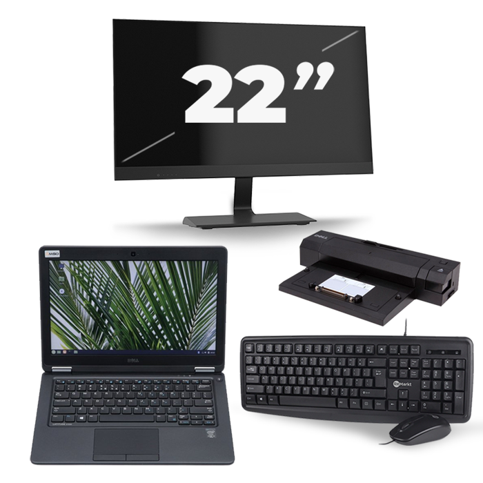 Dell Latitude E7250 - Intel Core i5-5e Generatie - 12 inch - 8GB RAM - 128GB SSD - Windows 11 + 1x 22 inch Monitor