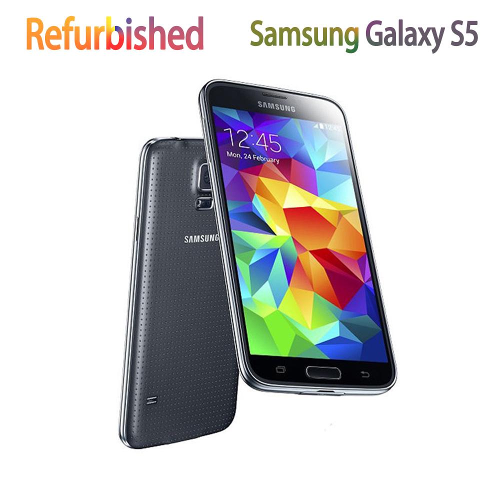 Samsung Gerenoveerde  Originele  Galaxy S5 G900F 4G 16MP 2GB RAM 16GB ROM Vingerafdruk mobiele telefoon G900H simple set