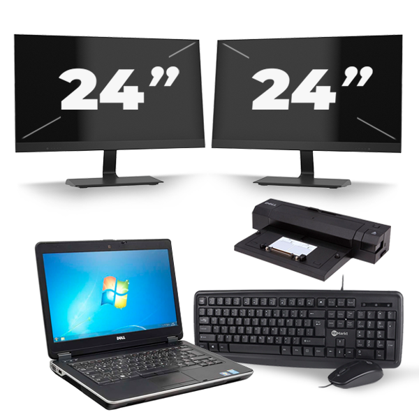 Dell Latitude E6440 - Intel Core i7-4e Generatie - 14 inch - 8GB RAM - 256GB SSD - Windows 11 + 2x 24 inch Monitor