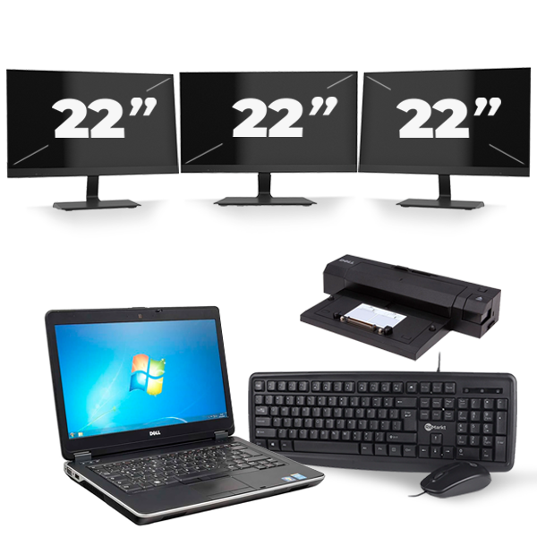 Dell Latitude E6440 - Intel Core i7-4e Generatie - 14 inch - 8GB RAM - 256GB SSD - Windows 11 + 3x 22 inch Monitor