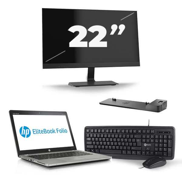 HP EliteBook Folio 9470m - Intel Core i5-3e Generatie - 14 inch - 8GB RAM - 256GB SSD - Windows 10 + 1x 22 inch Monitor