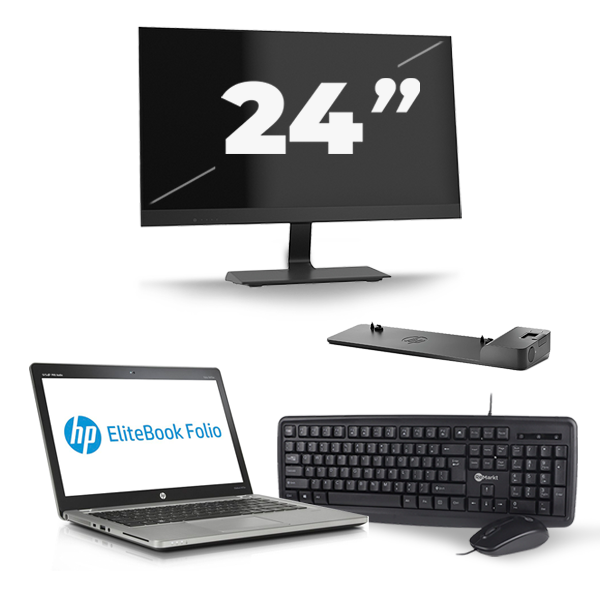 HP EliteBook Folio 9470m - Intel Core i5-3e Generatie - 14 inch - 8GB RAM - 256GB SSD - Windows 10 + 1x 24 inch Monitor