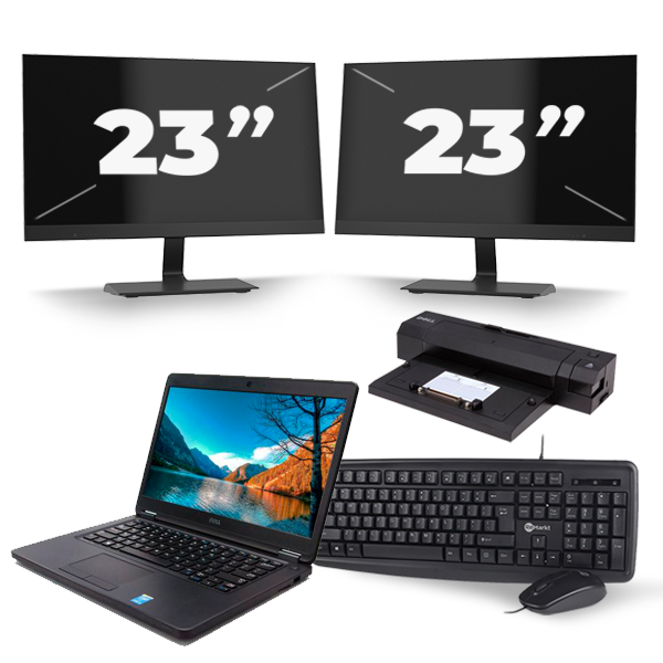Dell Latitude E5450 - Intel Core i3-5e Generatie - 14 inch - 8GB RAM - 256GB SSD - Windows 11 + 2x 23 inch Monitor