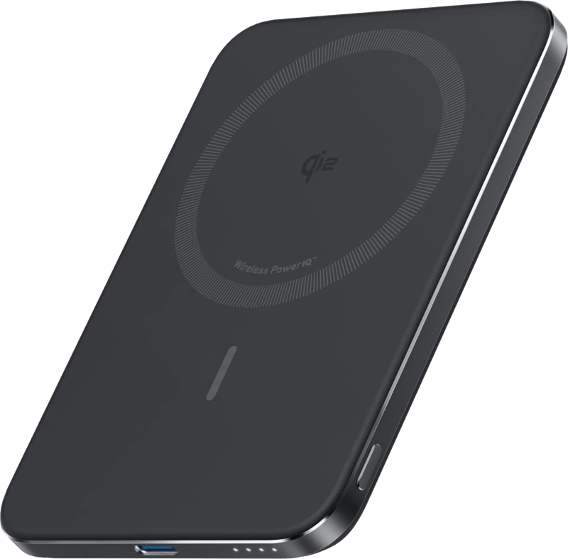 Anker MagGo Slim Draadloze Powerbank met MagSafe en Qi2 5.000 mAh met Snelladen Zwart