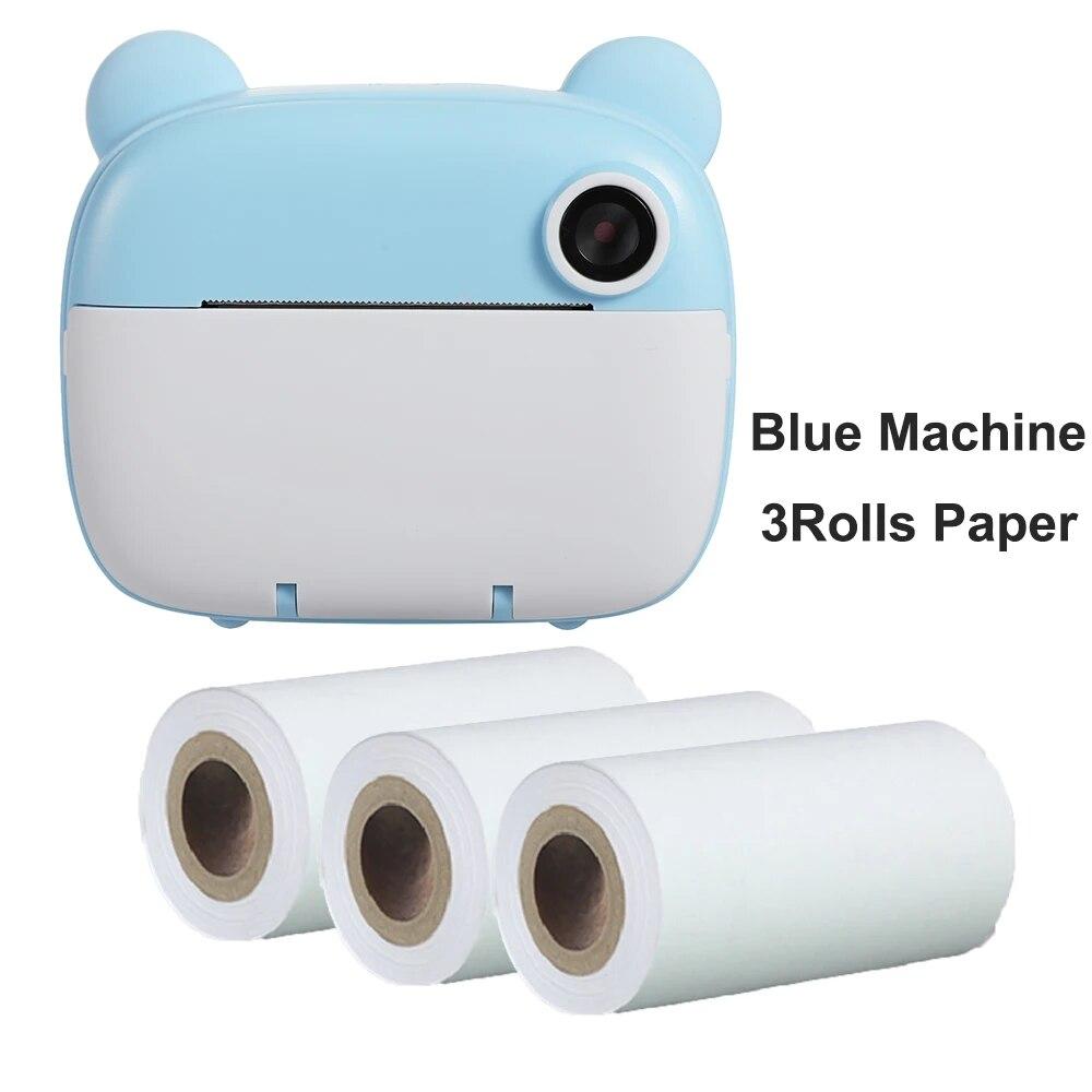 Conwe Kinderen Instant Print Camera Thermische Afdrukken Fotoprinter met Thermische Papierrol Kinderen Digitale Camera Video Verjaardagscadeau Blue Machine Set
