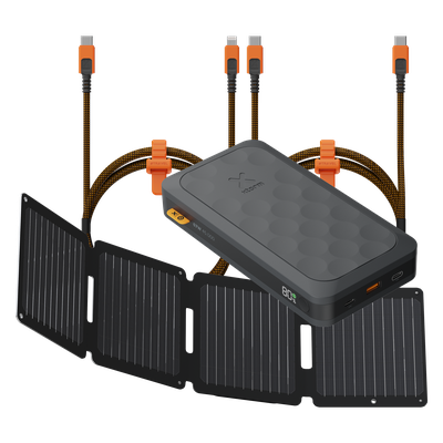 Xtorm Fuel Series 5 67W Powerbank 45.000 mAh + Zonnepaneel Opvouwbaar 28W Solar Panel + Xtreme USB-C naar lightning kabel + USB-C kabel