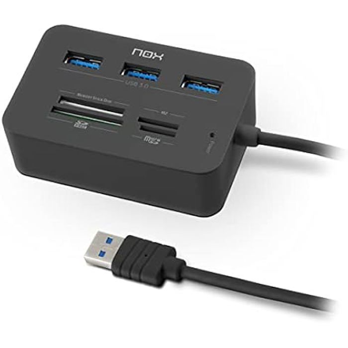 TECHSALES NOX Lecteur de cartes complet USB 3 -NXLITERDRONE- USB HUB et lecteur de cartes, compatible avec la plupart des cartes, USB 3.0,