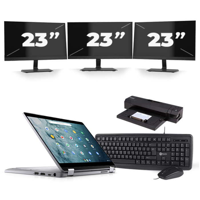 Dell Latitude 5300 2-IN-1 - Intel Core i5-8e Generatie - 13 inch - Touch - 16GB RAM - 256GB SSD - Windows 11 + 3x 23 inch Monitor